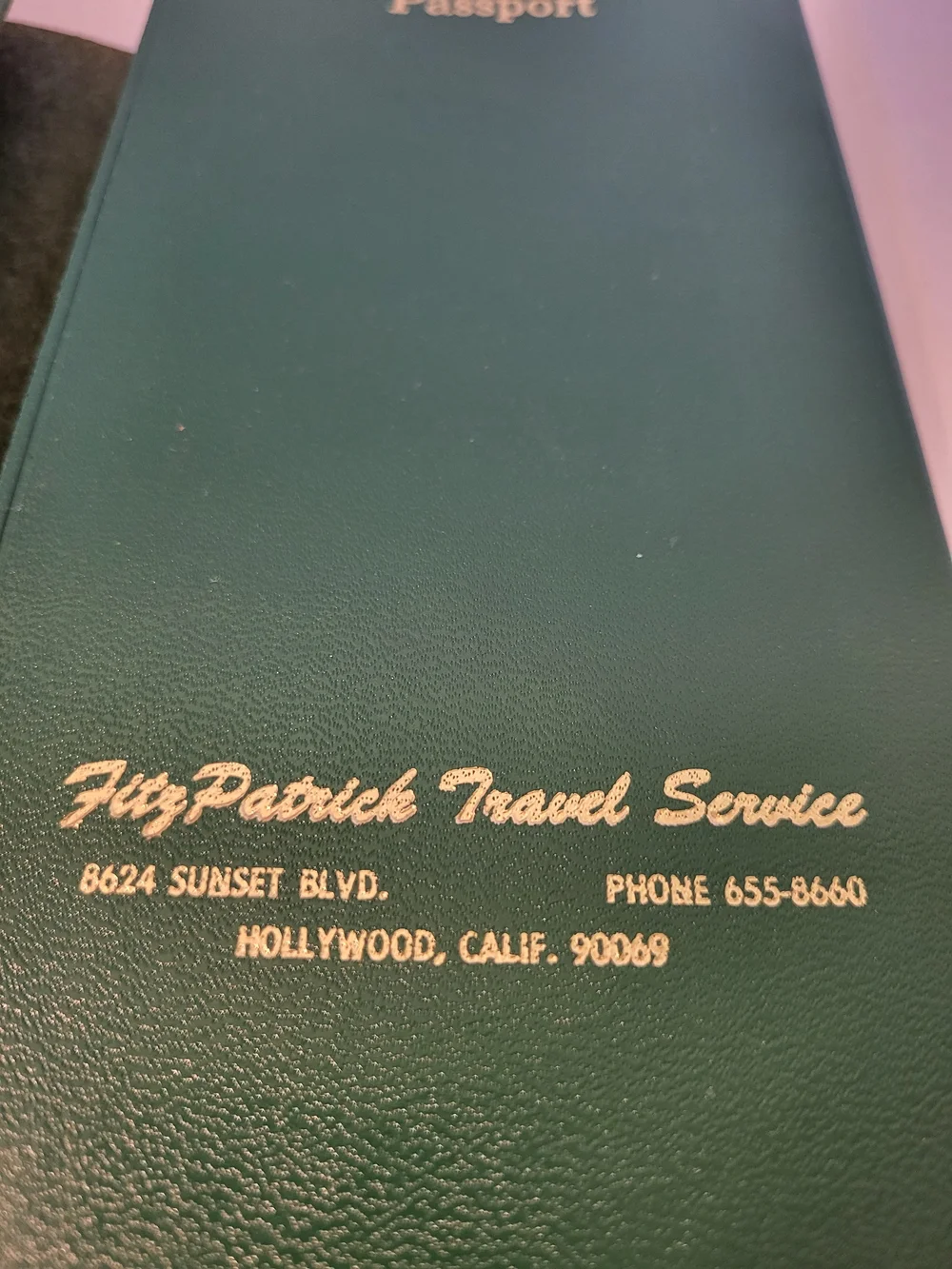 1960s Leather Travel Document Holder Fitzpatrick Travel Services Hollywood, CA